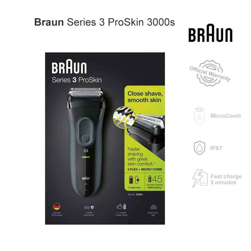 cadena lavanda Inmundo Comprar Braun Series 3 ProSkin 3000s Afeitadora Eléctrica en Vayava