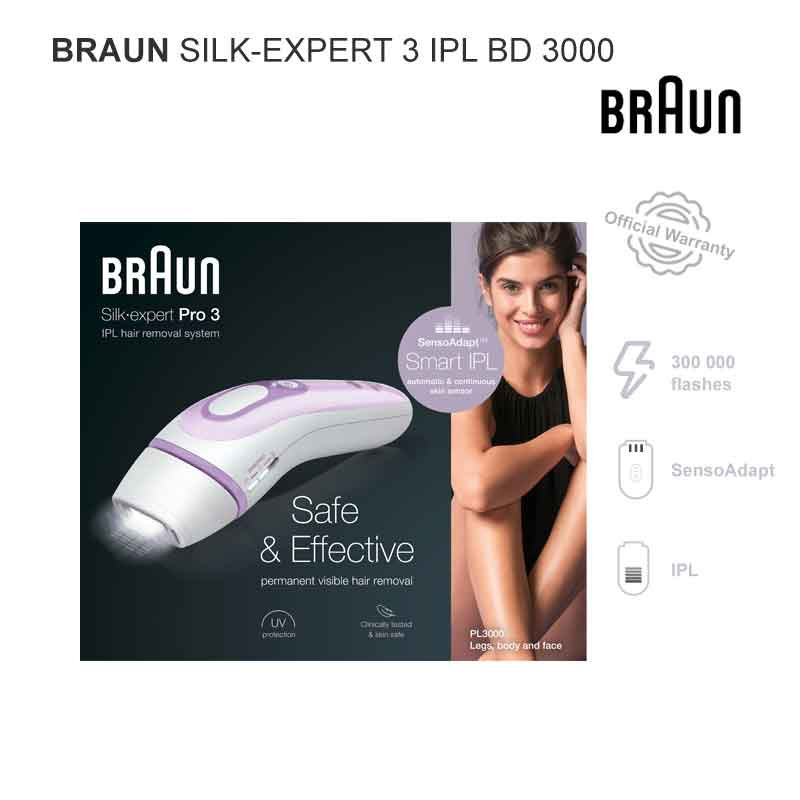 BRAUN SILK-EXPERT 3 IPL BD 3000 ÉPILATEUR LUMIÈRE PULSÉE