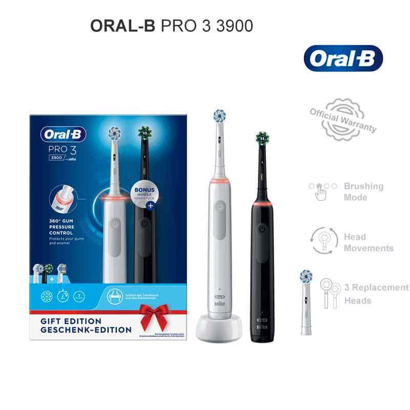 Pack de dos cepillos eléctricos Oral-B PRO 3 en oferta por menos